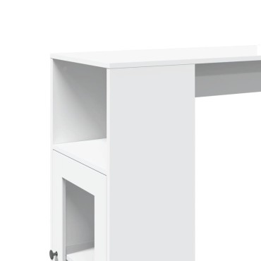 vidaXL Τραπέζι Μπαρ με Ράφια Λευκό 101x40x103,5cm Επεξεργ. Ξύλο 1 τεμ.
