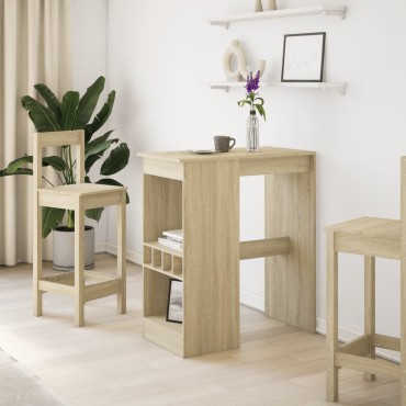 vidaXL Τραπέζι Μπαρ με Ράγες Sonoma Δρυς 90x47,5x103,5cm Επεξεργ. Ξύλο 1 τεμ.