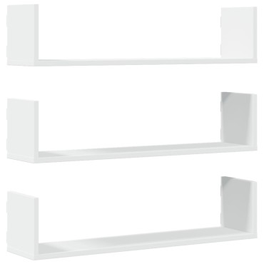 vidaXL Ραφιέρες Τοίχου 3 τεμ. Λευκές 80x18x18cm από Επεξ. Ξύλο