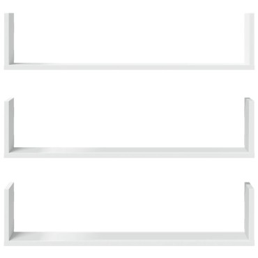 vidaXL Ραφιέρες Τοίχου 3 τεμ. Λευκές 80x18x18cm από Επεξ. Ξύλο
