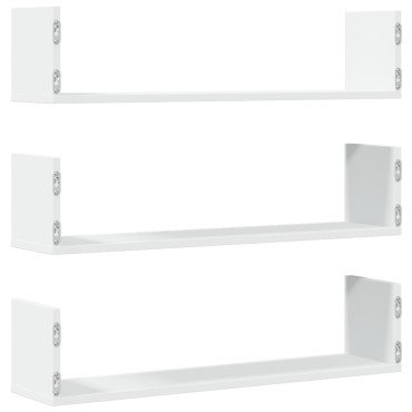 vidaXL Ραφιέρες Τοίχου 3 τεμ. Λευκές 80x18x18cm από Επεξ. Ξύλο