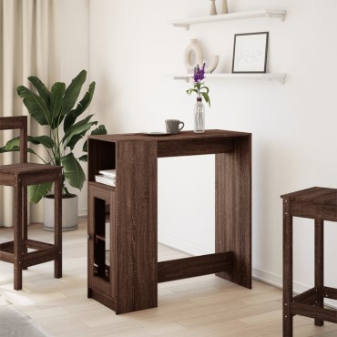 vidaXL Τραπέζι Μπαρ με Ράγες Καφέ Δρυς 101x40x103,5cm Επεξεργ. Ξύλο 1 τεμ.