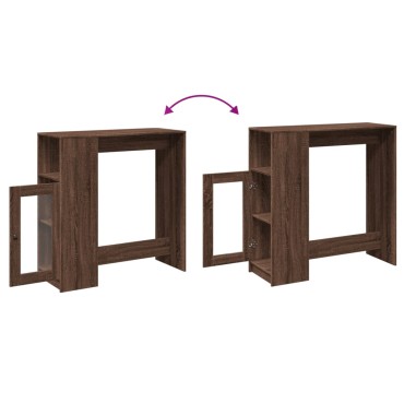 vidaXL Τραπέζι Μπαρ με Ράγες Καφέ Δρυς 101x40x103,5cm Επεξεργ. Ξύλο 1 τεμ.