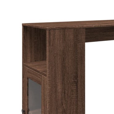 vidaXL Τραπέζι Μπαρ με Ράγες Καφέ Δρυς 101x40x103,5cm Επεξεργ. Ξύλο 1 τεμ.