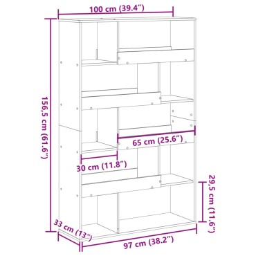 vidaXL Βιβλιοθήκη Καφέ Δρυς 100x33x156,5cm από Επεξεργασμένο Ξύλο 1 τεμ.
