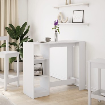 vidaXL Τραπέζι Κονσόλα με Ράφι Λευκό 124x46x103,5cm Επεξεργ. Ξύλο 1 τεμ.