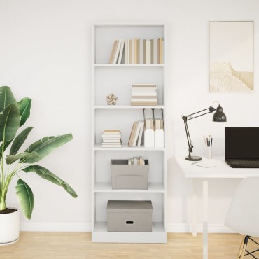 vidaXL Βιβλιοθήκη Λευκή 60x24x176cm από Επεξεργασμένο Ξύλο 1 τεμ.