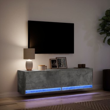 vidaXL Έπιπλο Τηλεόρασης με LED Γκρι Σκυροδέματος 140x31x38cm