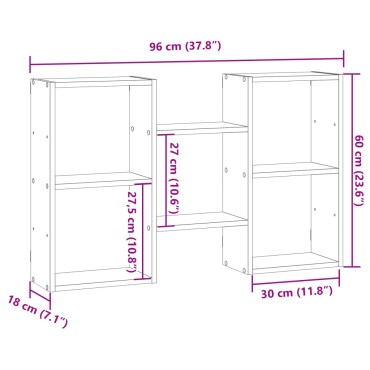 vidaXL Ραφιέρα Τοίχου Καφέ Δρυς 96x18x60cm Επεξεργασμένο Ξύλο 1 τεμ.