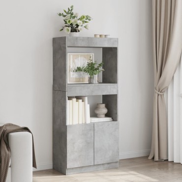 vidaXL Ντουλάπι Γκρι Σκυρ. 63x33x140cm από Επεξεργασμένο Ξύλο 1 τεμ.