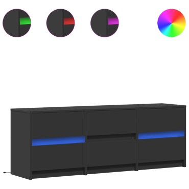 vidaXL Έπιπλο Τηλεόρασης με LED Μαύρο 140x34x50cm από Επεξ. Ξύλο