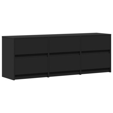 vidaXL Έπιπλο Τηλεόρασης με LED Μαύρο 140x34x50cm από Επεξ. Ξύλο