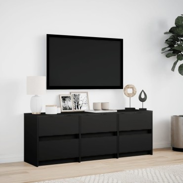 vidaXL Έπιπλο Τηλεόρασης με LED Μαύρο 140x34x50cm από Επεξ. Ξύλο