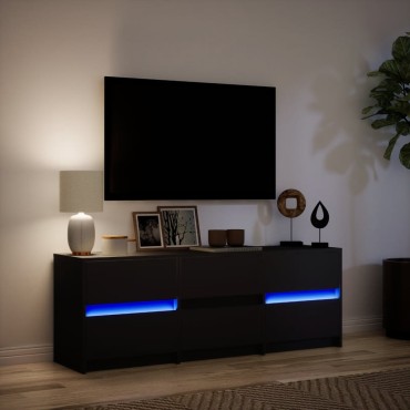 vidaXL Έπιπλο Τηλεόρασης με LED Μαύρο 140x34x50cm από Επεξ. Ξύλο