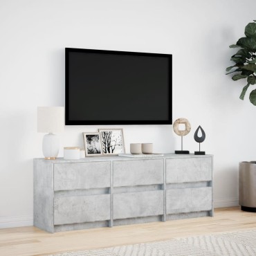 vidaXL Έπιπλο Τηλεόρασης με LED Γκρι Σκυρ. 140x34x50cm Επεξ. Ξύλο