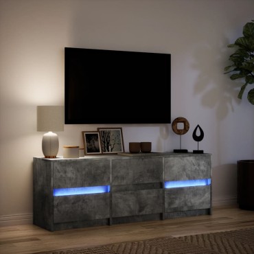 vidaXL Έπιπλο Τηλεόρασης με LED Γκρι Σκυρ. 140x34x50cm Επεξ. Ξύλο