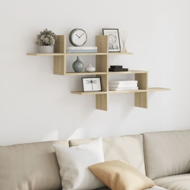 vidaXL Ράφι Τοίχου Sonoma Δρυς 124,5x18x60,5cm από Επεξ. Ξύλο 1 τεμ.