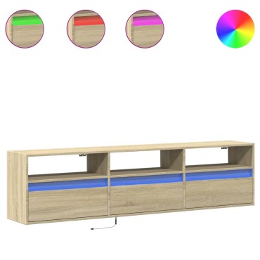 vidaXL Έπιπλο Τοίχου Τηλεόρασης με LED Sonoma Δρυς 180x31x45cm