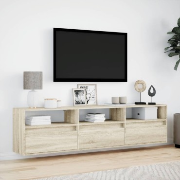 vidaXL Έπιπλο Τοίχου Τηλεόρασης με LED Sonoma Δρυς 180x31x45cm