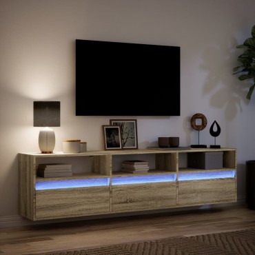 vidaXL Έπιπλο Τοίχου Τηλεόρασης με LED Sonoma Δρυς 180x31x45cm