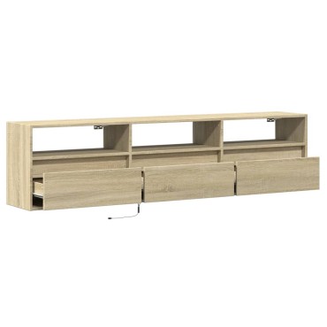 vidaXL Έπιπλο Τοίχου Τηλεόρασης με LED Sonoma Δρυς 180x31x45cm