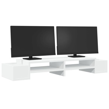 vidaXL Βάση Οθόνης με Αποθ. Λευκή 100x27x15 εκ. από Επεξεργ. Ξύλο