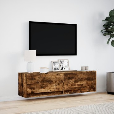 vidaXL Έπιπλο Τοίχου Τηλεόρασης με LED Καπνιστή Δρυς 140x31x38cm