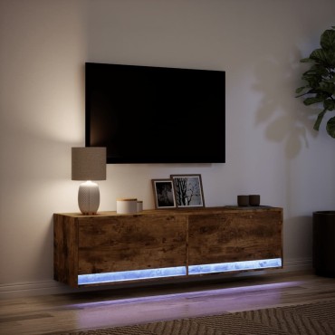 vidaXL Έπιπλο Τοίχου Τηλεόρασης με LED Καπνιστή Δρυς 140x31x38cm
