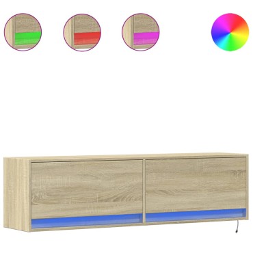 vidaXL Έπιπλο Τοίχου Τηλεόρασης με LED Sonoma Δρυς 140x31x38cm