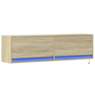 vidaXL Έπιπλο Τοίχου Τηλεόρασης με LED Sonoma Δρυς 140x31x38cm