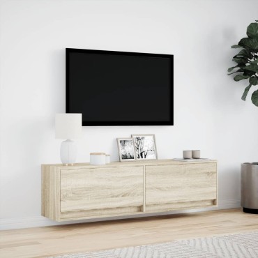 vidaXL Έπιπλο Τοίχου Τηλεόρασης με LED Sonoma Δρυς 140x31x38cm