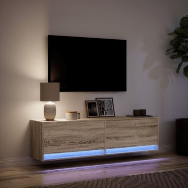 vidaXL Έπιπλο Τοίχου Τηλεόρασης με LED Sonoma Δρυς 140x31x38cm