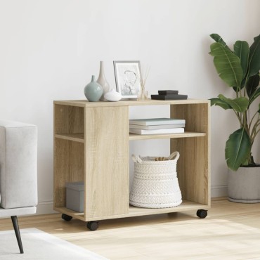 vidaXL Βοηθητικό Τραπέζι με Ρόδες Sonoma Δρυς 70x35x60cm Επεξ. Ξύλο 1 τεμ.