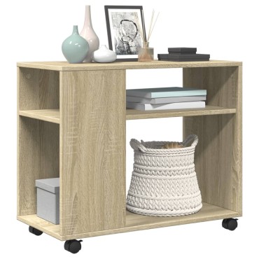 vidaXL Βοηθητικό Τραπέζι με Ρόδες Sonoma Δρυς 70x35x60cm Επεξ. Ξύλο 1 τεμ.