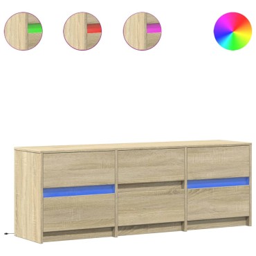 vidaXL Έπιπλο Τηλεόρασης με LED Sonoma Δρυς 140x34x50cm Επεξ. Ξύλο
