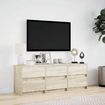 vidaXL Έπιπλο Τηλεόρασης με LED Sonoma Δρυς 140x34x50cm Επεξ. Ξύλο