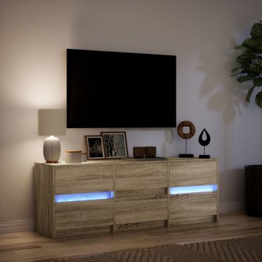 vidaXL Έπιπλο Τηλεόρασης με LED Sonoma Δρυς 140x34x50cm Επεξ. Ξύλο