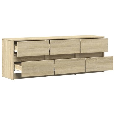 vidaXL Έπιπλο Τηλεόρασης με LED Sonoma Δρυς 140x34x50cm Επεξ. Ξύλο