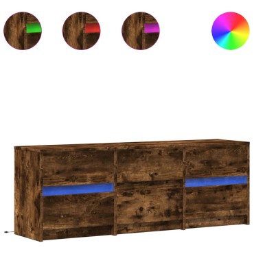 vidaXL Έπιπλο Τηλεόρασης με LED Καπνιστή Δρυς 140x34x50cm Επεξ. Ξύλο