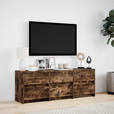 vidaXL Έπιπλο Τηλεόρασης με LED Καπνιστή Δρυς 140x34x50cm Επεξ. Ξύλο