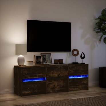vidaXL Έπιπλο Τηλεόρασης με LED Καπνιστή Δρυς 140x34x50cm Επεξ. Ξύλο