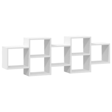 vidaXL Ραφιέρα Τοίχου Λευκό 129x18x42cm από Επεξεργασμένο Ξύλο 1 τεμ.