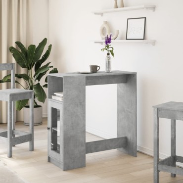 vidaXL Τραπέζι Μπαρ με Ράφια Γκρι Σκυρ. 101x40x103,5cm Επεξεργ. Ξύλο 1 τεμ.