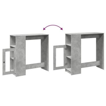vidaXL Τραπέζι Μπαρ με Ράφια Γκρι Σκυρ. 101x40x103,5cm Επεξεργ. Ξύλο 1 τεμ.