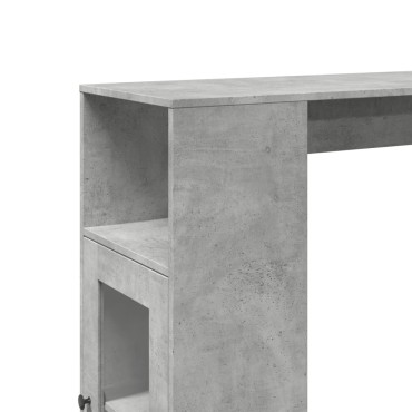 vidaXL Τραπέζι Μπαρ με Ράφια Γκρι Σκυρ. 101x40x103,5cm Επεξεργ. Ξύλο 1 τεμ.