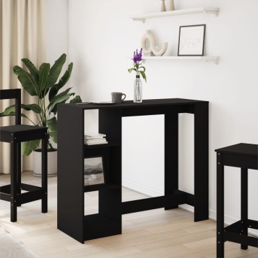 vidaXL Τραπέζι Μπαρ με Ράφια Μαύρο 101x40x103,5cm Επεξεργ. Ξύλο 1 τεμ.