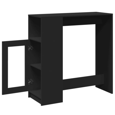 vidaXL Τραπέζι Μπαρ με Ράφια Μαύρο 101x40x103,5cm Επεξεργ. Ξύλο 1 τεμ.