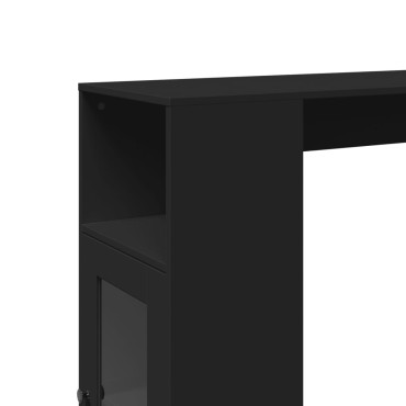 vidaXL Τραπέζι Μπαρ με Ράφια Μαύρο 101x40x103,5cm Επεξεργ. Ξύλο 1 τεμ.