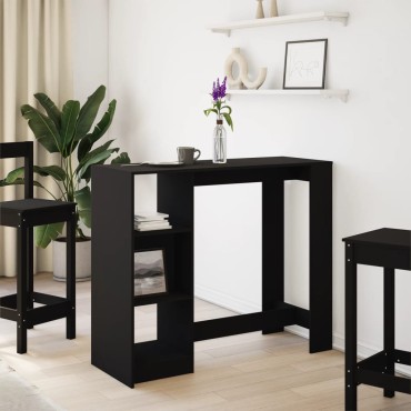 vidaXL Τραπέζι Κονσόλα με Ράφι Μαύρο 124x46x103,5cm Επεξεργ. Ξύλο 1 τεμ.