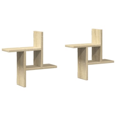 vidaXL Ραφιέρες Τοίχου 2 τεμ. Sonoma Δρυς 38x12x38cm από Επεξ. Ξύλο